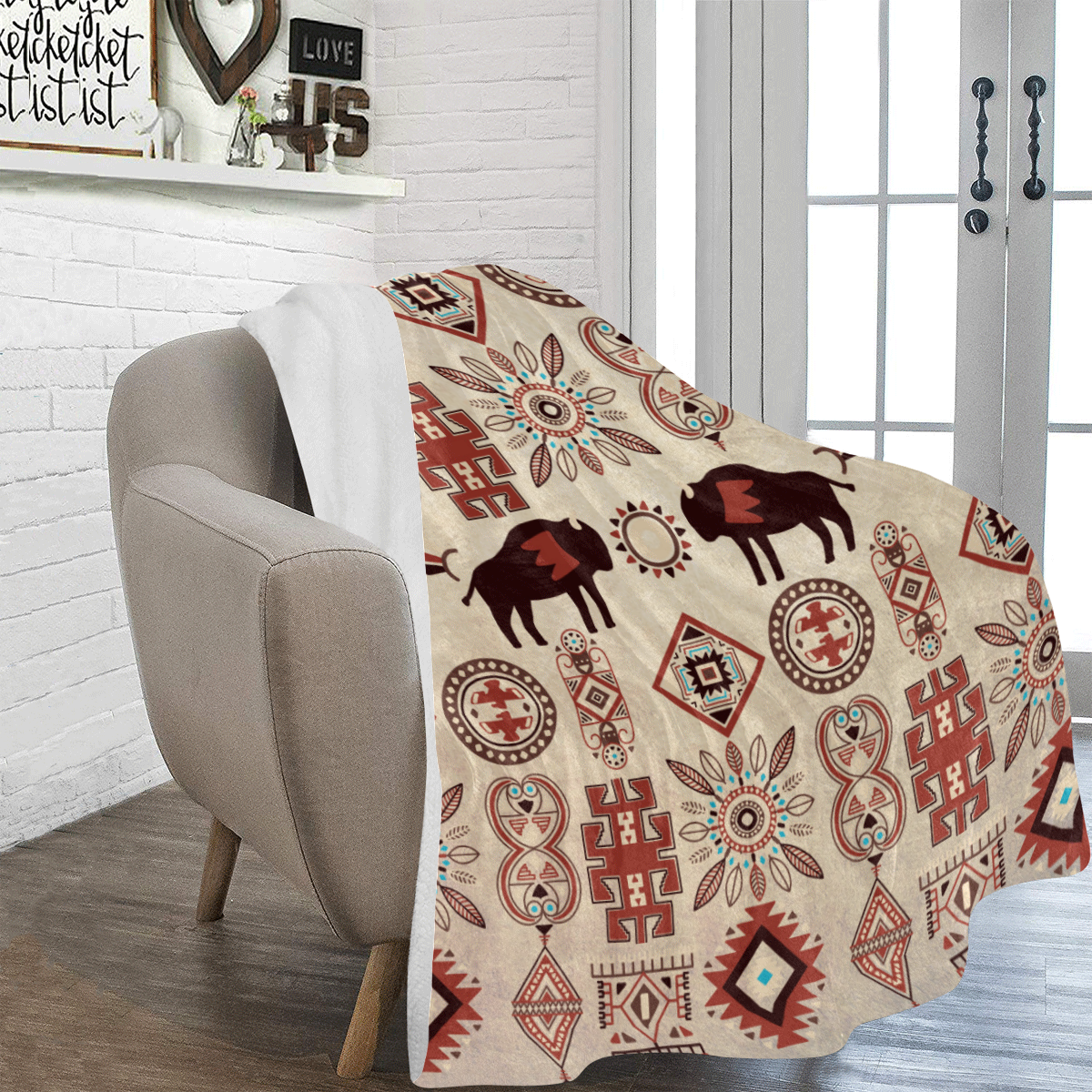 American Native Buffalo Ultra-Soft Micro Fleece Blanket 60"x80"