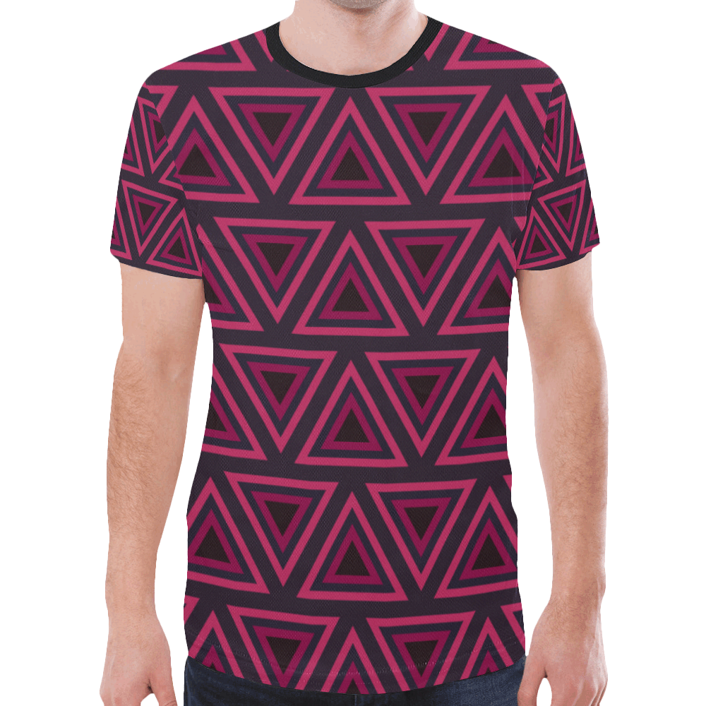 Tribal Ethnic Triangles New All Over Print T-shirt for Men (Model T45)