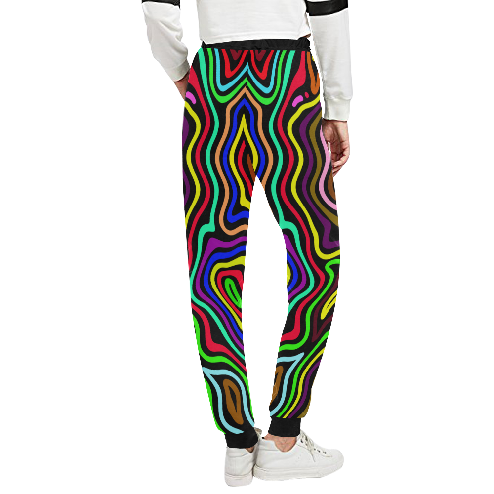 Multicolored Wavy Line Pattern Unisex All Over Print Sweatpants (Model L11)