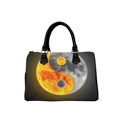Awesome Moon Yin Yang Space Leather Boston Handbag (Model 1621)