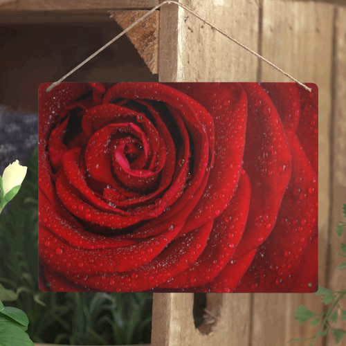 Red rosa Metal Sign 16"x12"