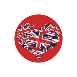 Union Jack British UK Flag Heart Red Round Mousepad