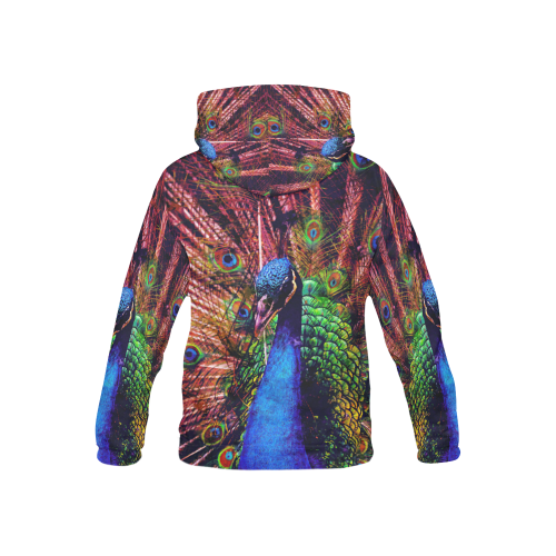 Impressionist Peacock All Over Print Hoodie for Kid (USA Size) (Model H13)