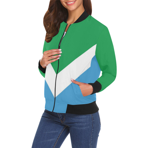 Vegan Flag All Over Print Bomber Jacket for Women (Model H19)