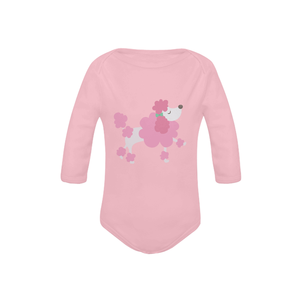 Pretty Pink Poodle Pink Baby Powder Organic Long Sleeve One Piece (Model T27)