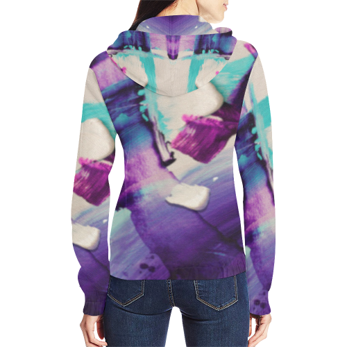 violet strokes All Over Print Full Zip Hoodie for Women (Model H14)