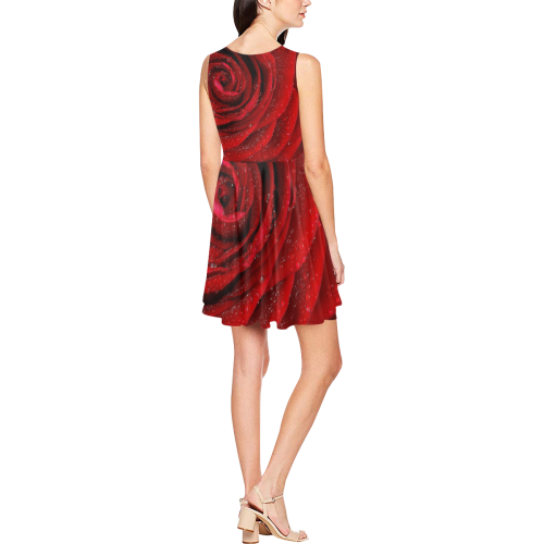 Red rosa Thea Sleeveless Skater Dress(Model D19)