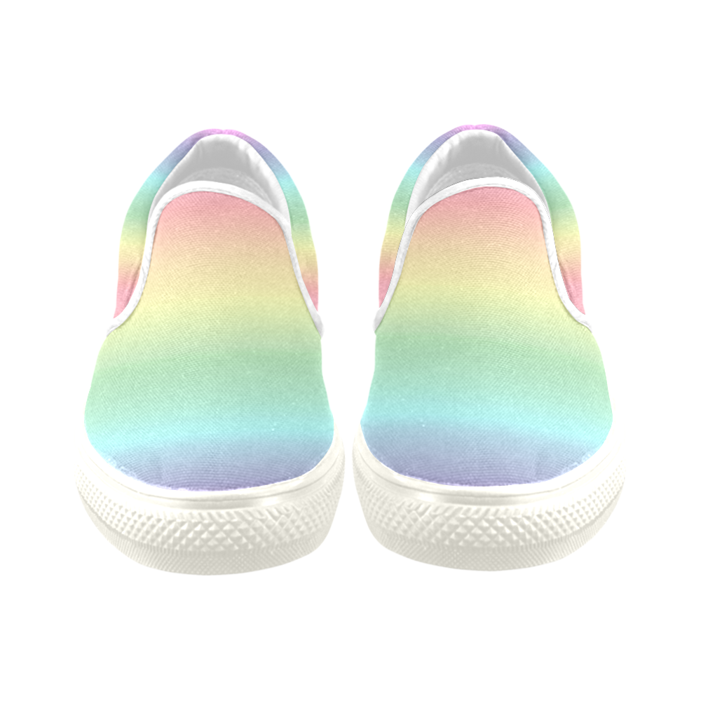 Pastel Rainbow Women's Unusual Slip-on Canvas Shoes (Model 019)