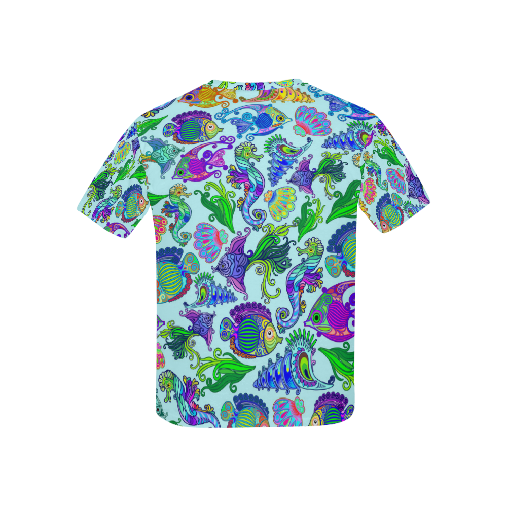 Marine Life Exotic Fishes & SeaHorses Kids' All Over Print T-shirt (USA Size) (Model T40)