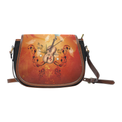 Music, violin with dove Saddle Bag/Small (Model 1649)(Flap Customization)