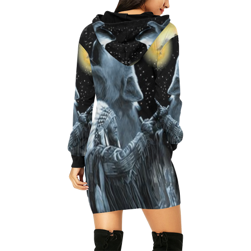 Embrace The Wolf Spirit All Over Print Hoodie Mini Dress (Model H27)