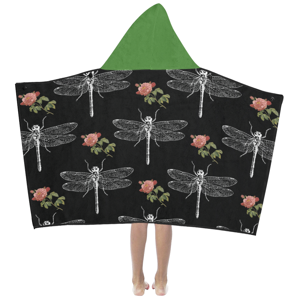 Dragonflies and Roses Kids' Hooded Bath Towels