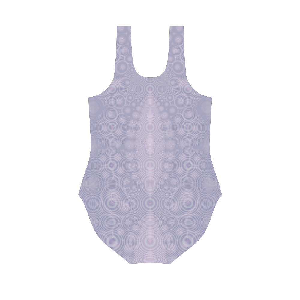 Fractal Ripples Lavender Vest One Piece Swimsuit (Model S04)