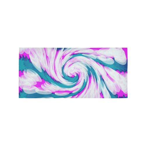 Turquoise Pink Tie Dye Swirl Abstract Area Rug 7'x3'3''