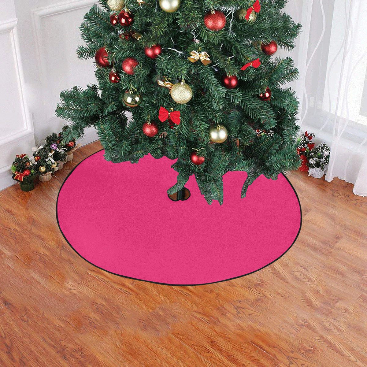 color ruby Christmas Tree Skirt 47" x 47"