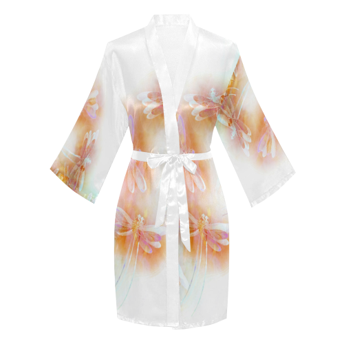Watercolor dragonflies Long Sleeve Kimono Robe