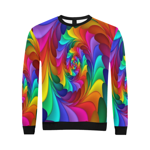 RAINBOW CANDY SWIRL All Over Print Crewneck Sweatshirt for Men/Large (Model H18)