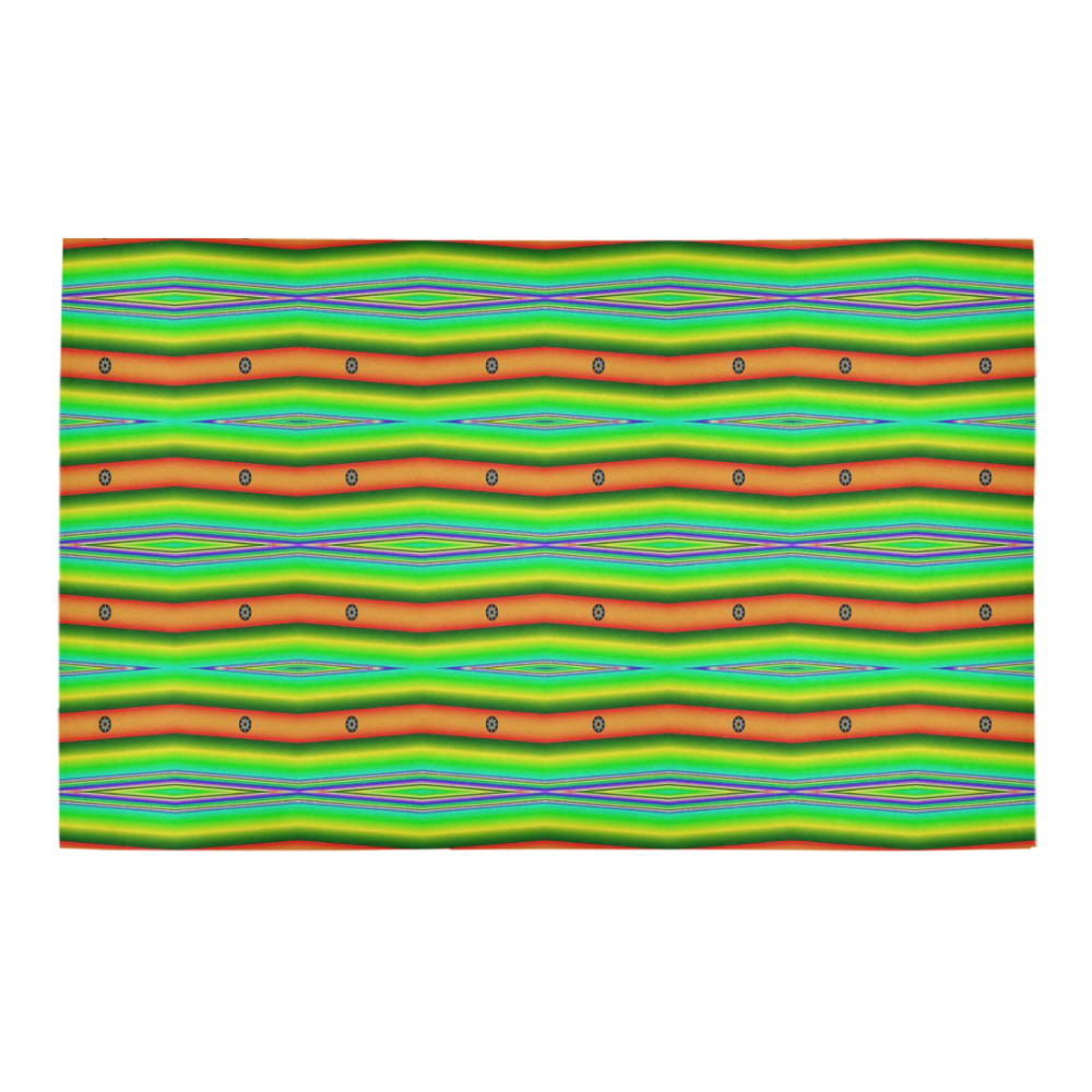 Bright Green Orange Stripes Pattern Abstract Bath Rug 20''x 32''