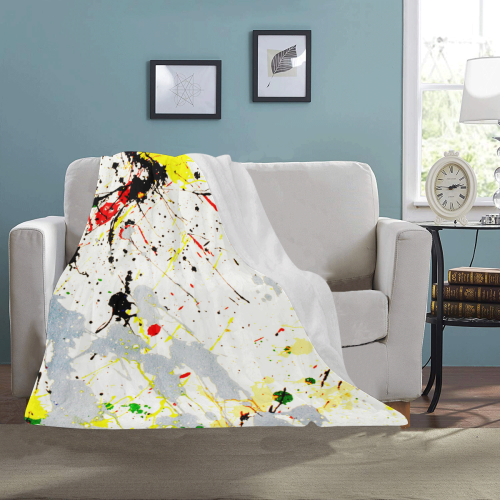Yellow & Black Paint Splatter Ultra-Soft Micro Fleece Blanket 40"x50"