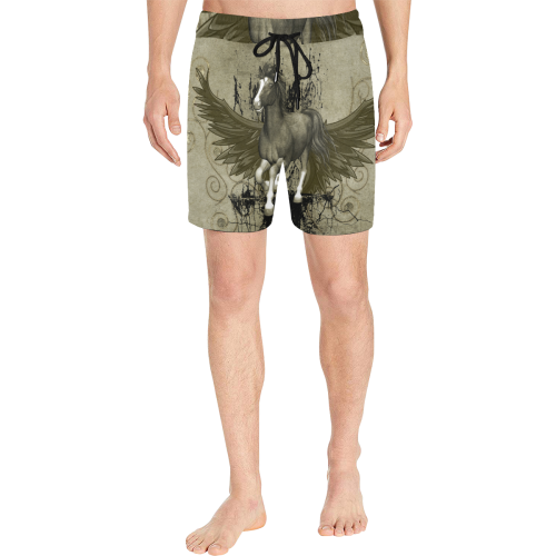Wild horse with wings Men's Mid-Length Swim Shorts (Model L39)