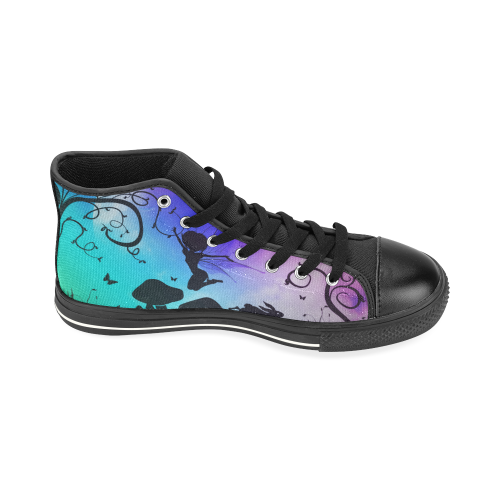 Happy fairy in the night High Top Canvas Shoes for Kid (Model 017)
