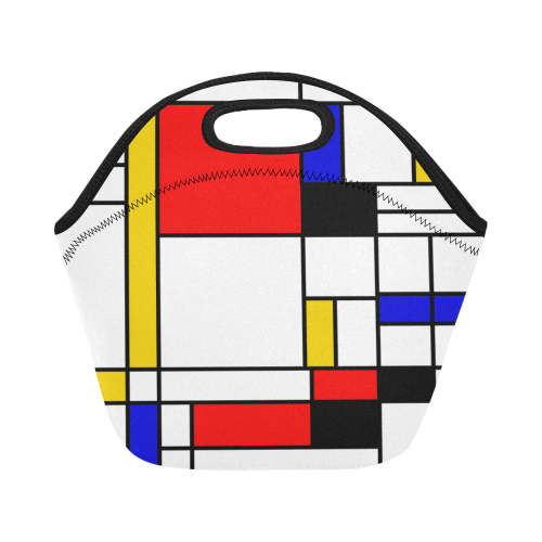 Bauhouse Composition Mondrian Style Neoprene Lunch Bag/Small (Model 1669)
