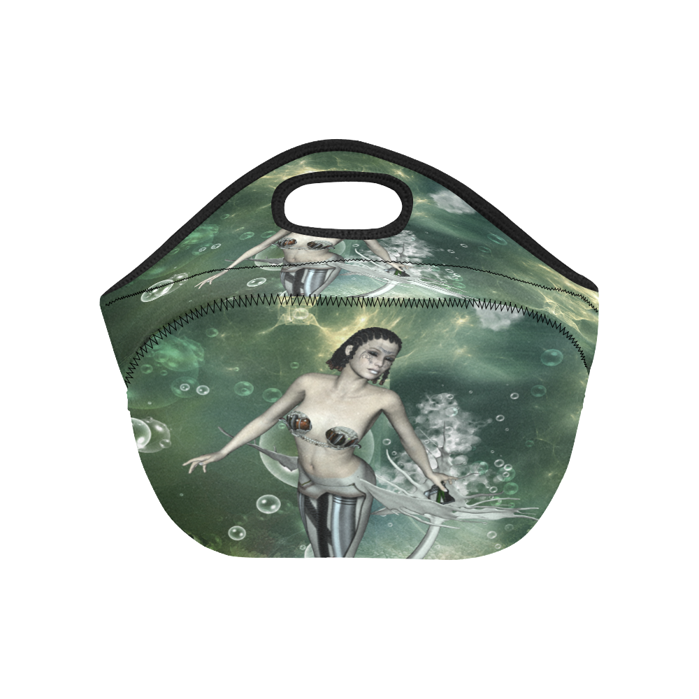 Awesome mermaid in the deep ocean Neoprene Lunch Bag/Small (Model 1669)