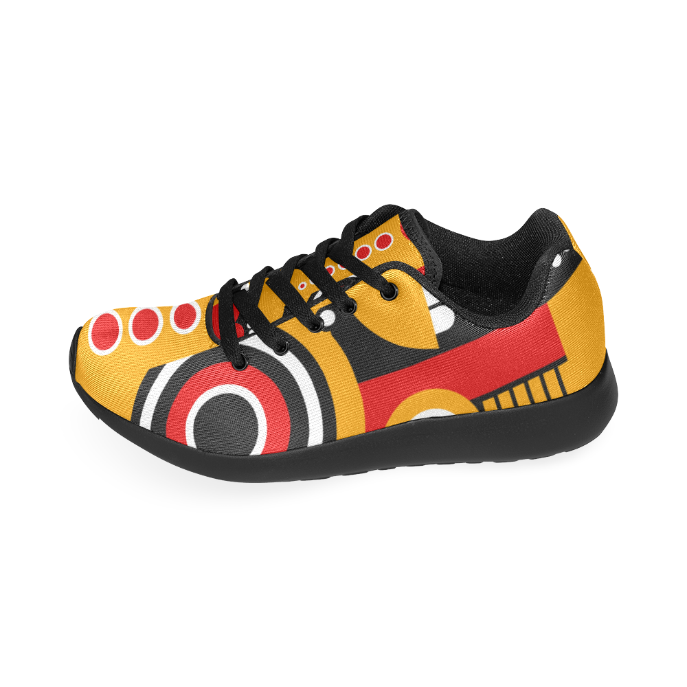 Red Yellow Tiki Tribal Men's Running Shoes/Large Size (Model 020)