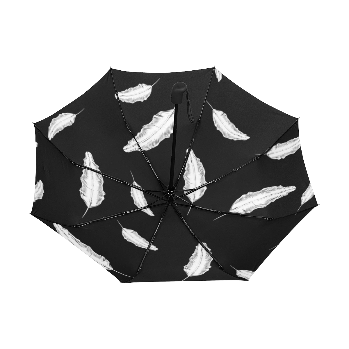 White Feathers Anti-UV Auto-Foldable Umbrella (Underside Printing) (U06)