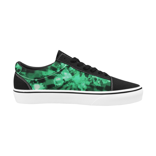 Green Tie-Dye Men's Low Top Skateboarding Shoes (Model E001-2)
