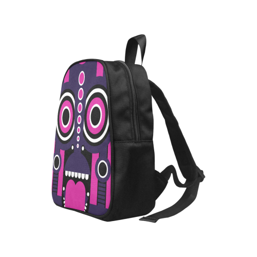 Pink Purple Tiki Tribal Fabric School Backpack (Model 1682) (Small)