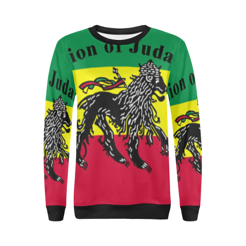 RASTA LION OF JUDAH All Over Print Crewneck Sweatshirt for Women (Model H18)