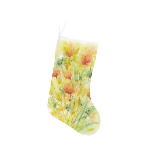 Yellow Wild Flowers Watercolors - floral Christmas Stocking