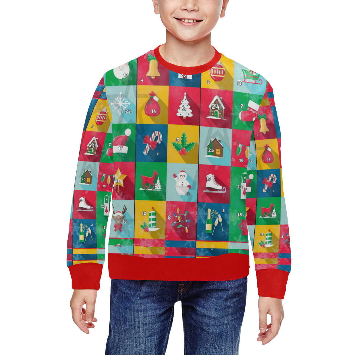 Christmas Calender by Nico Bielow All Over Print Crewneck Sweatshirt for Kids (Model H29)
