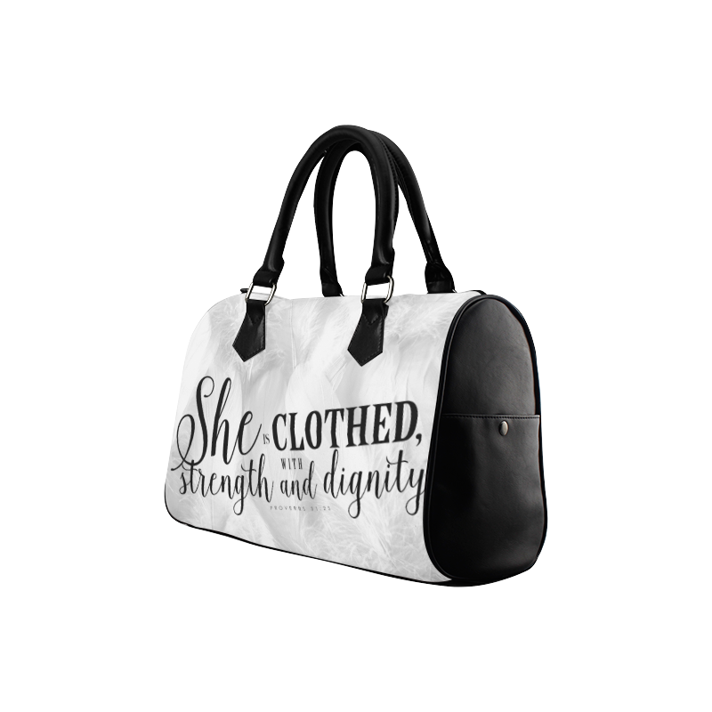 she is clothed with strength and dignity feathers 2 Boston Handbag (Model 1621)