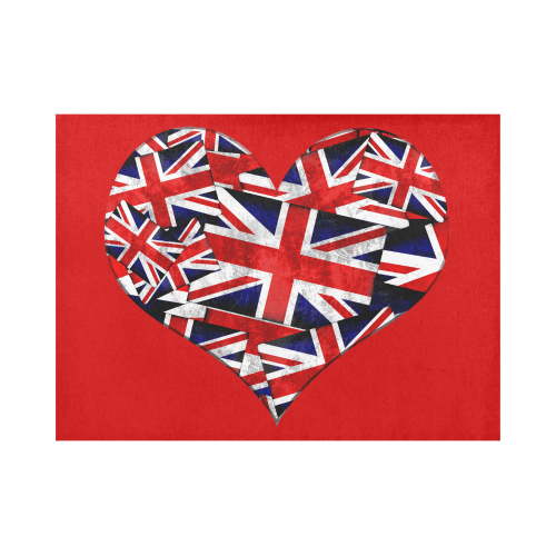 Union Jack British UK Flag Heart Red Placemat 14’’ x 19’’ (Set of 6)