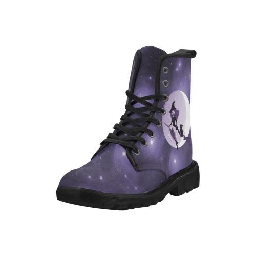 When Witches Go Riding Purple Halloween Cheeky Witch Martin Boots for Women (Black) (Model 1203H)