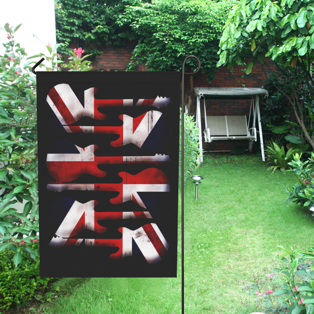 Union Jack British UK Flag Guitars Black Garden Flag 28''x40'' （Without Flagpole）