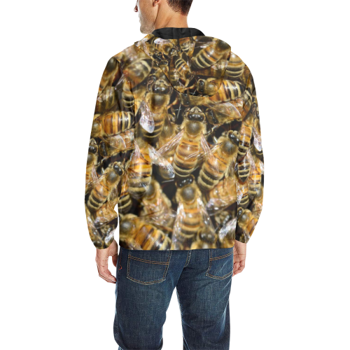 HONEY BEES All Over Print Quilted Windbreaker for Men (Model H35)