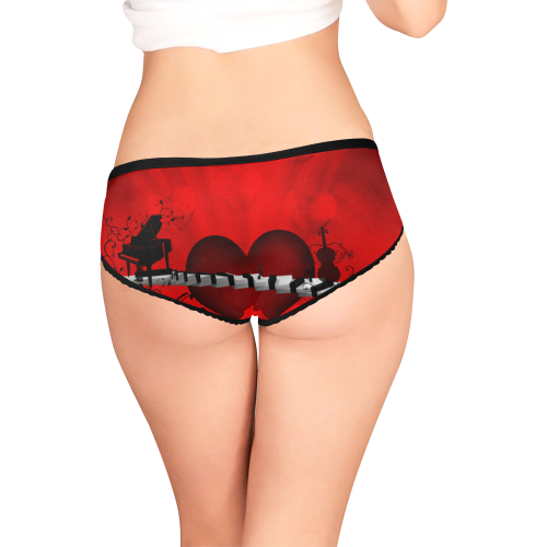 Music, piano guitar and wonderful heart Women's All Over Print Girl Briefs (Model L14)