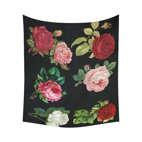 FLOWERS Cotton Linen Wall Tapestry 60"x 51"