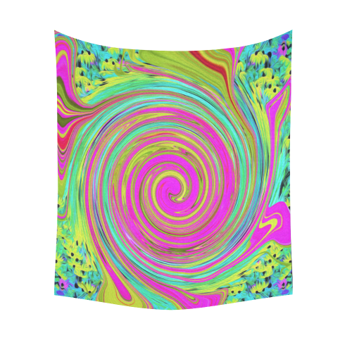 Groovy Abstract Pink Swirl Cotton Linen Wall Tapestry 51"x 60"