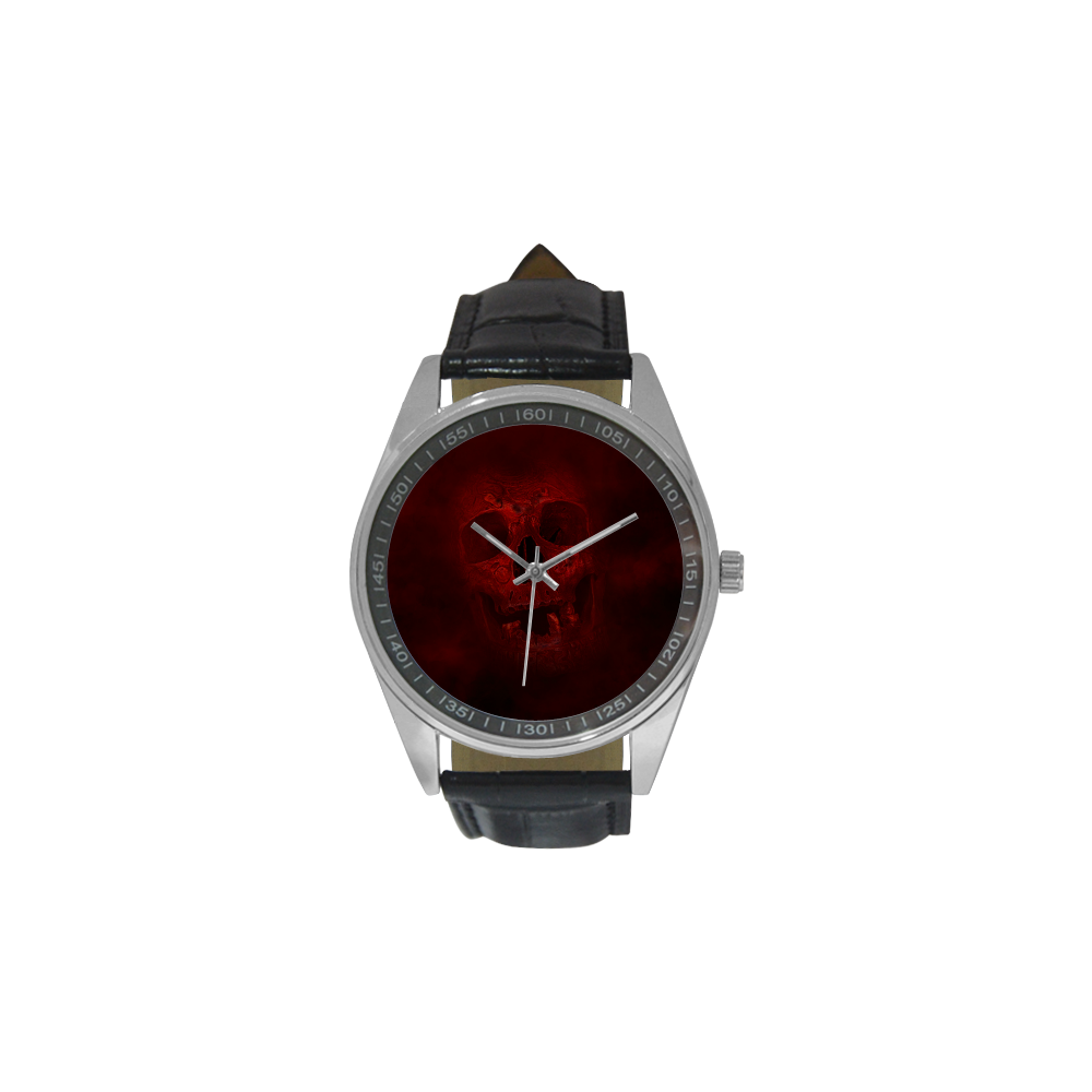 Red Skull Men's Casual Leather Strap Watch(Model 211)