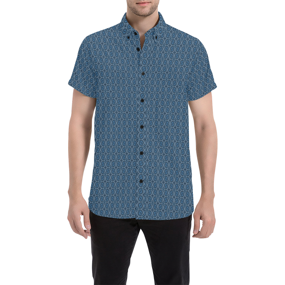 Model #77c| Men's All Over Print Short Sleeve Shirt (Model T53)