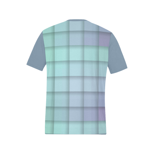 Glass Mosaic Mint Green and Violet Geometric Men's All Over Print T-Shirt (Solid Color Neck) (Model T63)