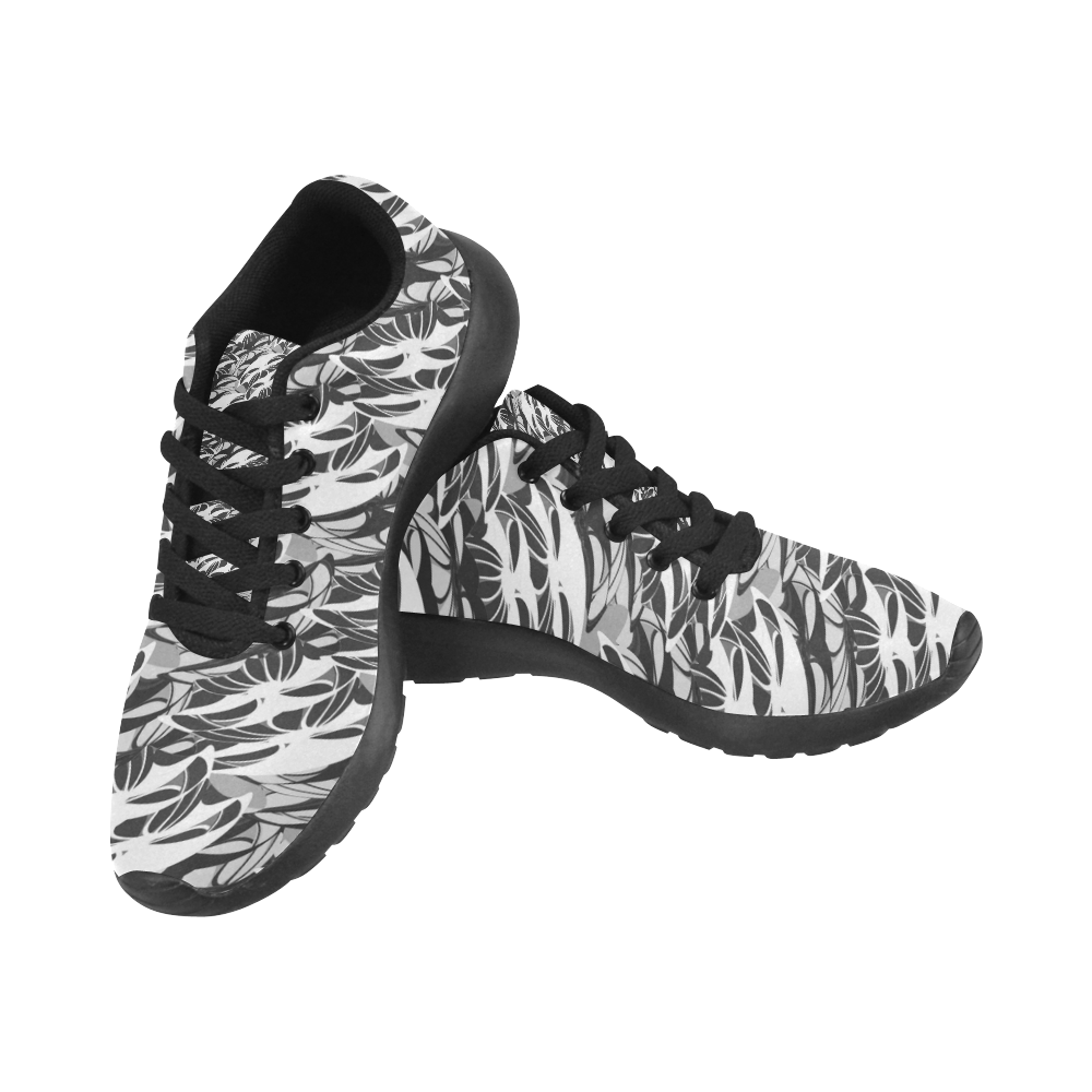Alien Troops - Black & White (Black Laces) Kid's Running Shoes (Model 020)