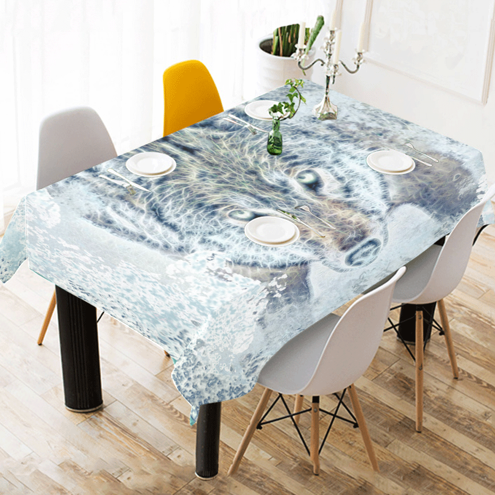 Snow Wolf Cotton Linen Tablecloth 52"x 70"