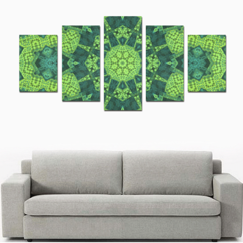 Green Theme Mandala Canvas Print Sets D (No Frame)