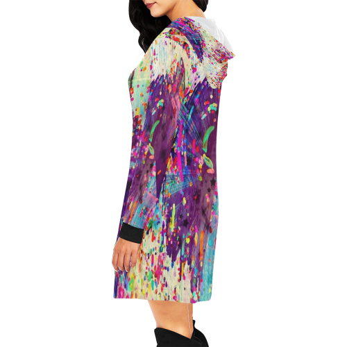 Paint Popart by Nico Bielow All Over Print Hoodie Mini Dress (Model H27)