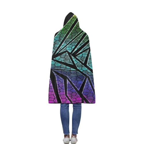Neon Rainbow Cracked Mosaic Flannel Hooded Blanket 50''x60''